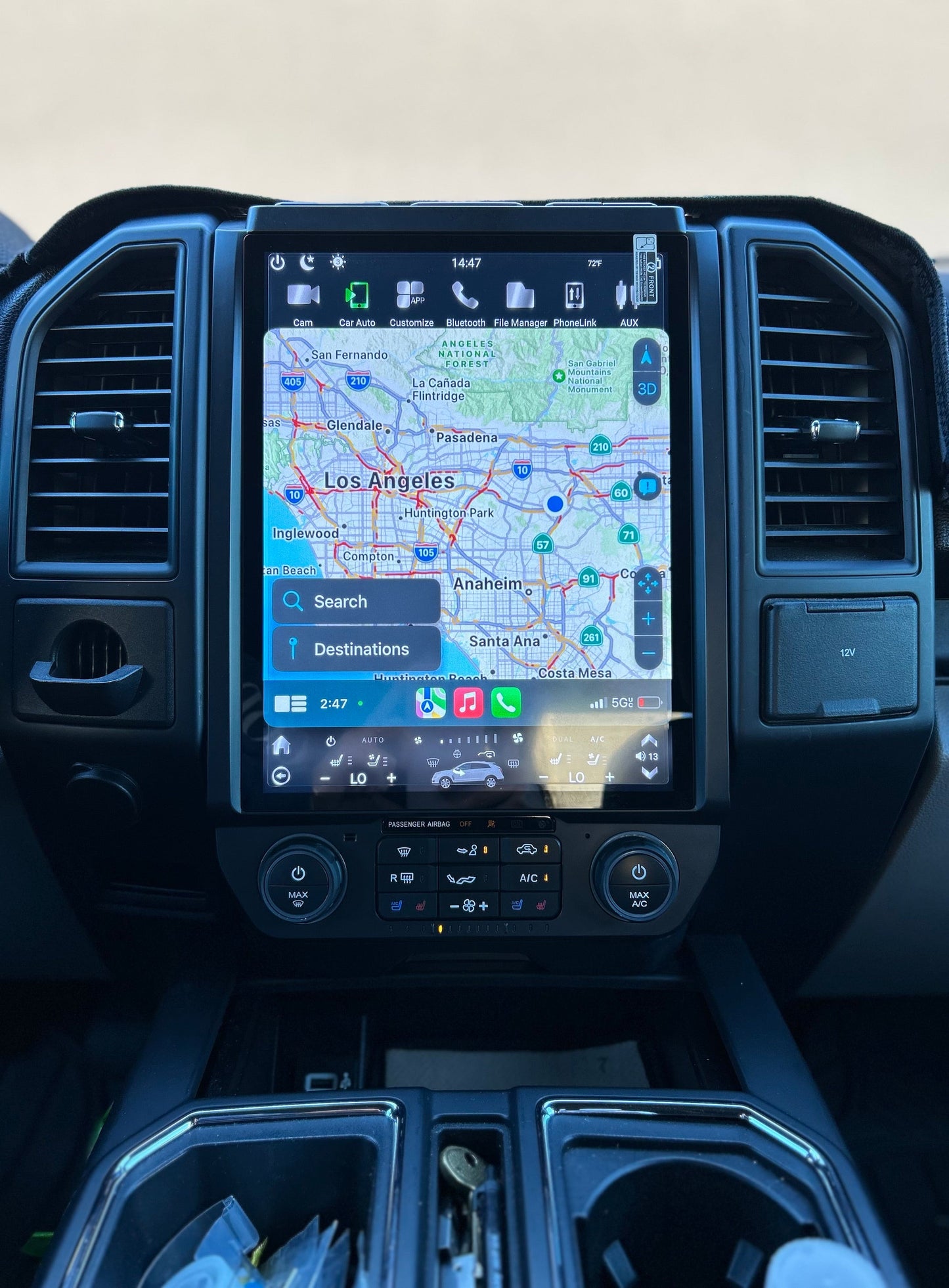 Android head unit installed in a car's dashboard