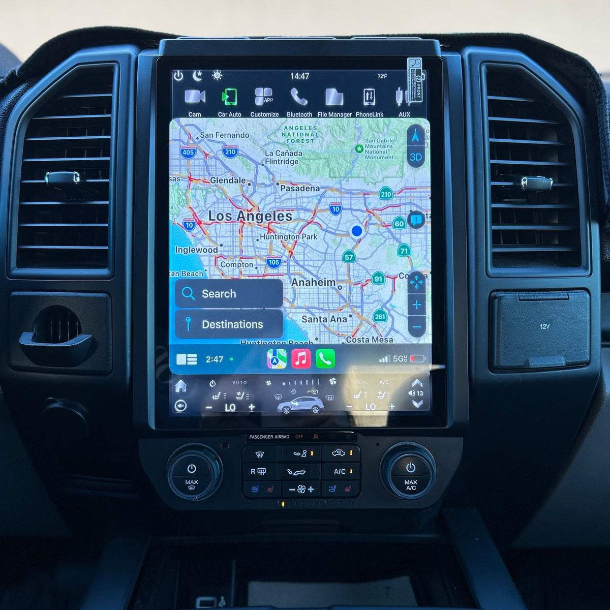 Android head unit installed in a car's dashboard
