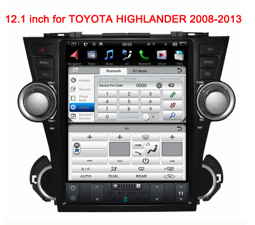 Open box [ PX6 Six-core ] 12.1" Android 9 Fast boot Navigation Radio for Toyota Highlander 2009 - 2013